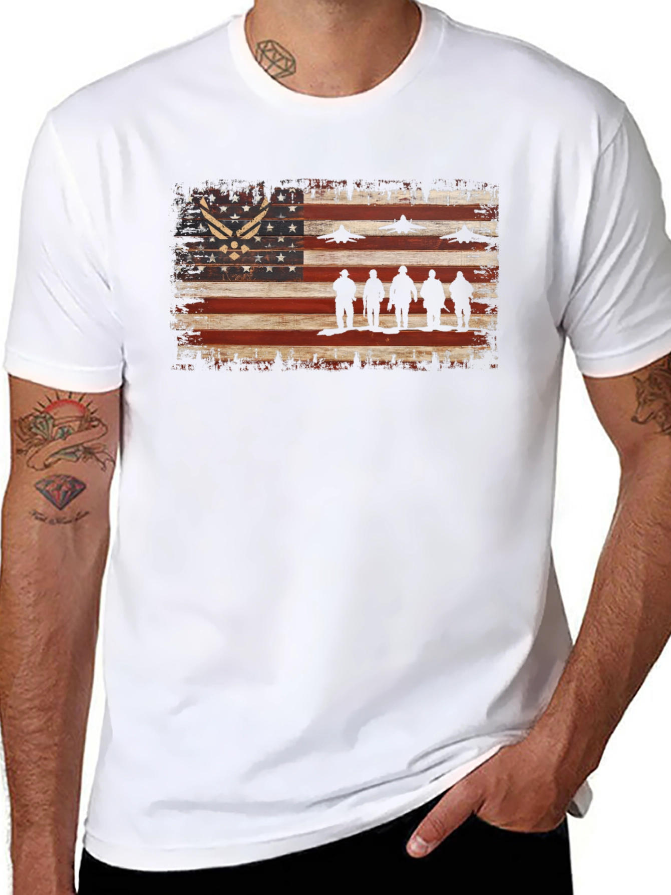 Camiseta patriótica con bandera estadounidense