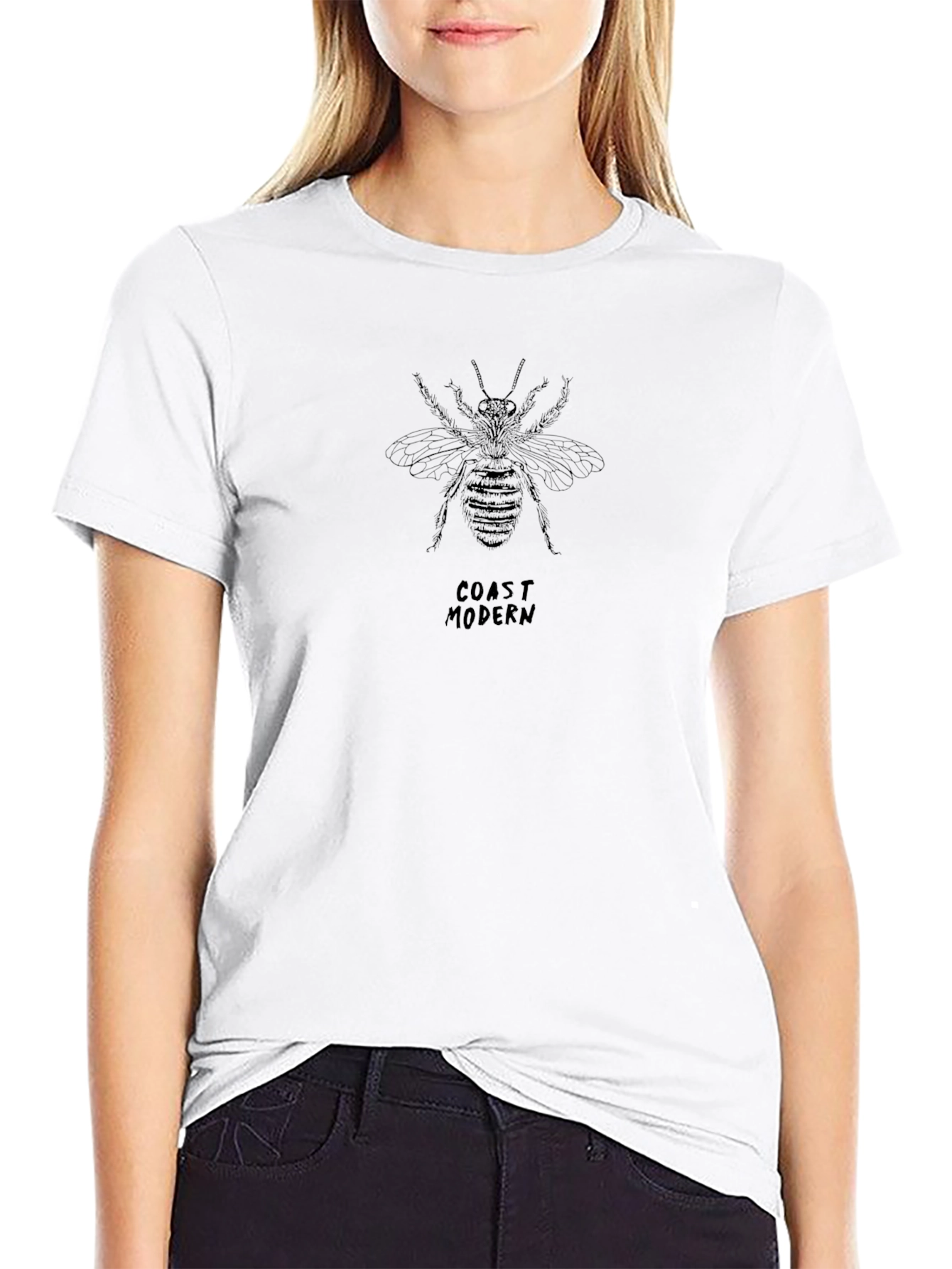 Camiseta Negra Coast Modern con Diseño de Abeja