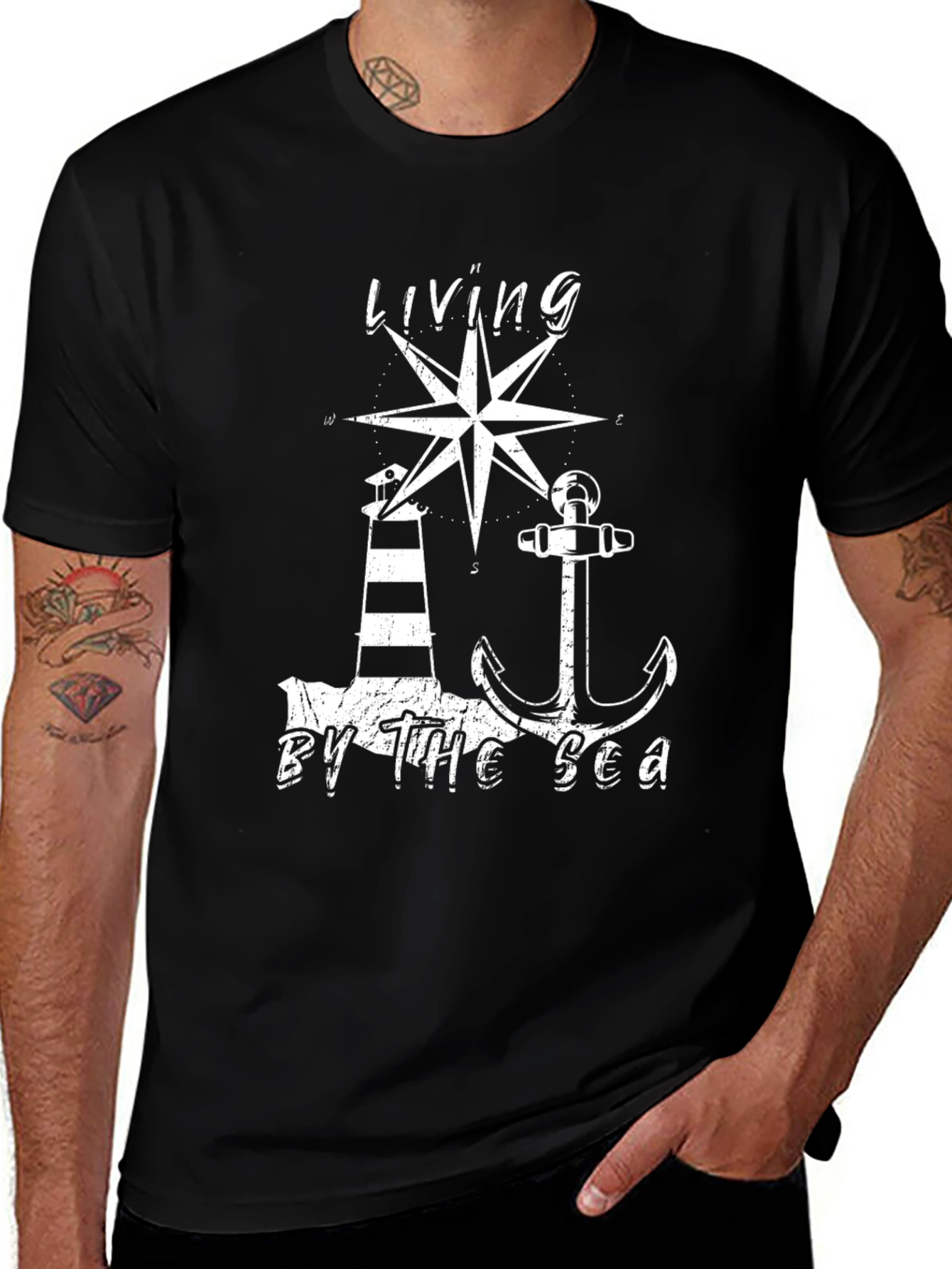 Camiseta Hombre Living By The Sea Náutica