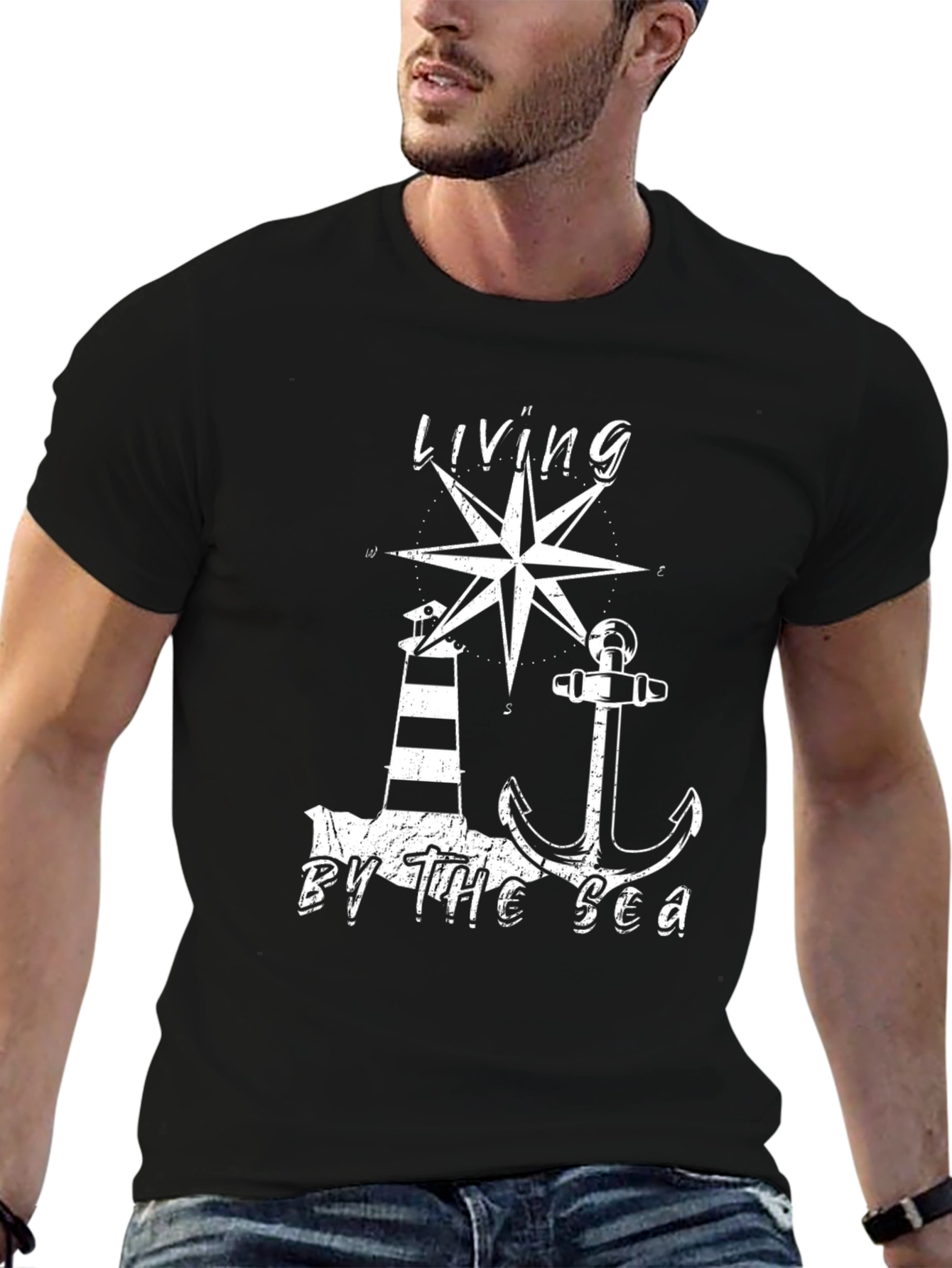 Camiseta Hombre Living By The Sea Náutica
