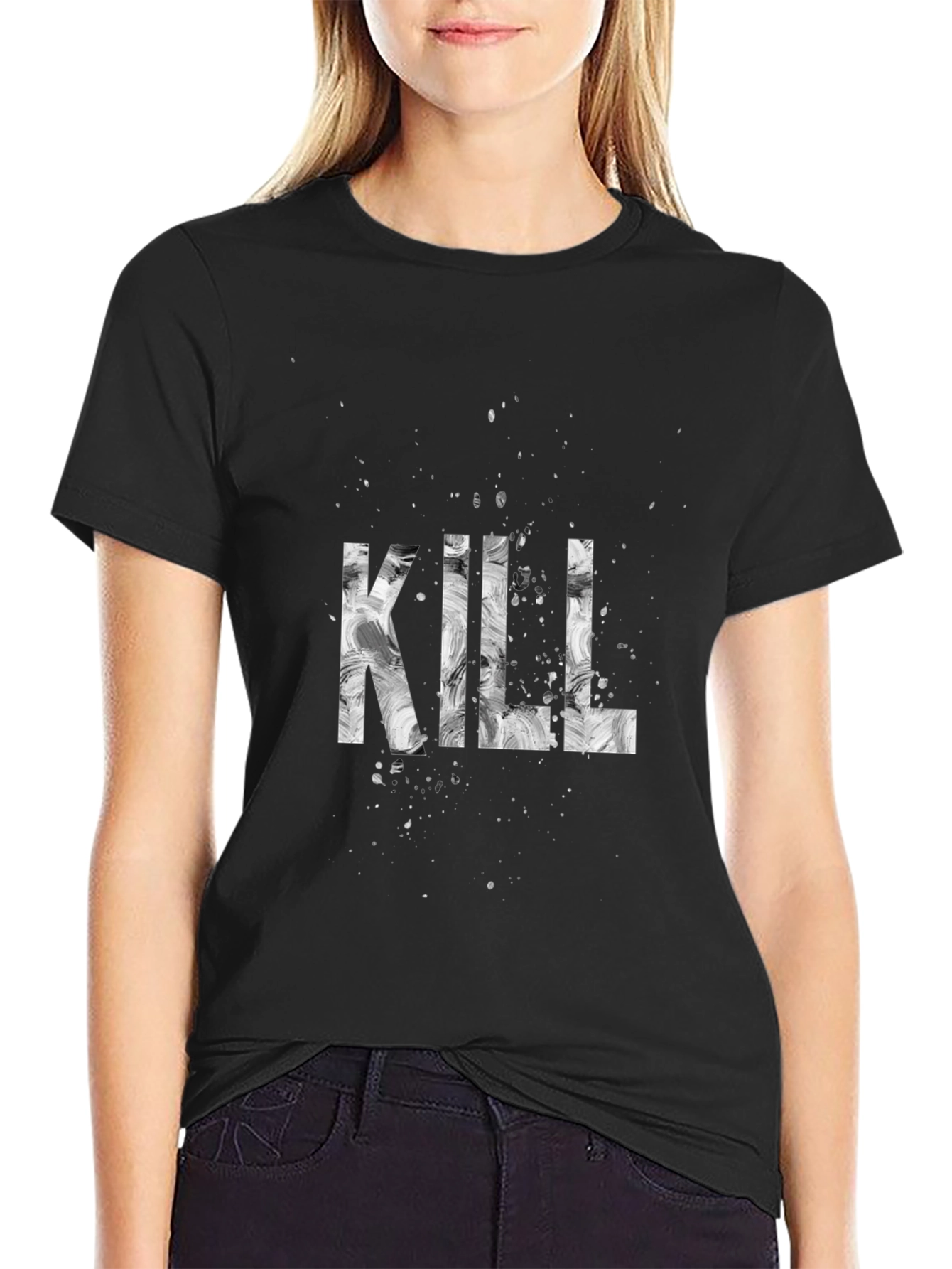 Camiseta Negra Estampada KILL