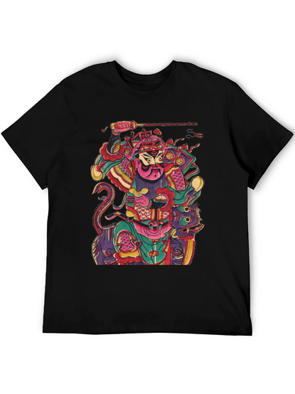 Camiseta Negra con Diseño Estampado Japonés