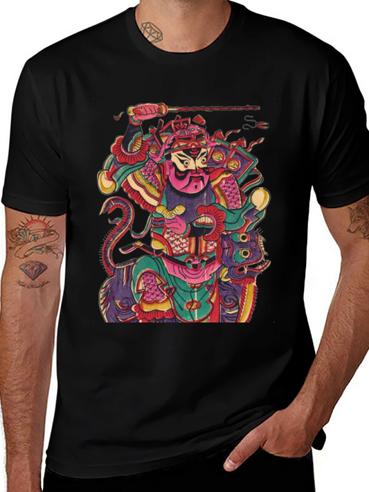 Camiseta Negra con Diseño Estampado Japonés