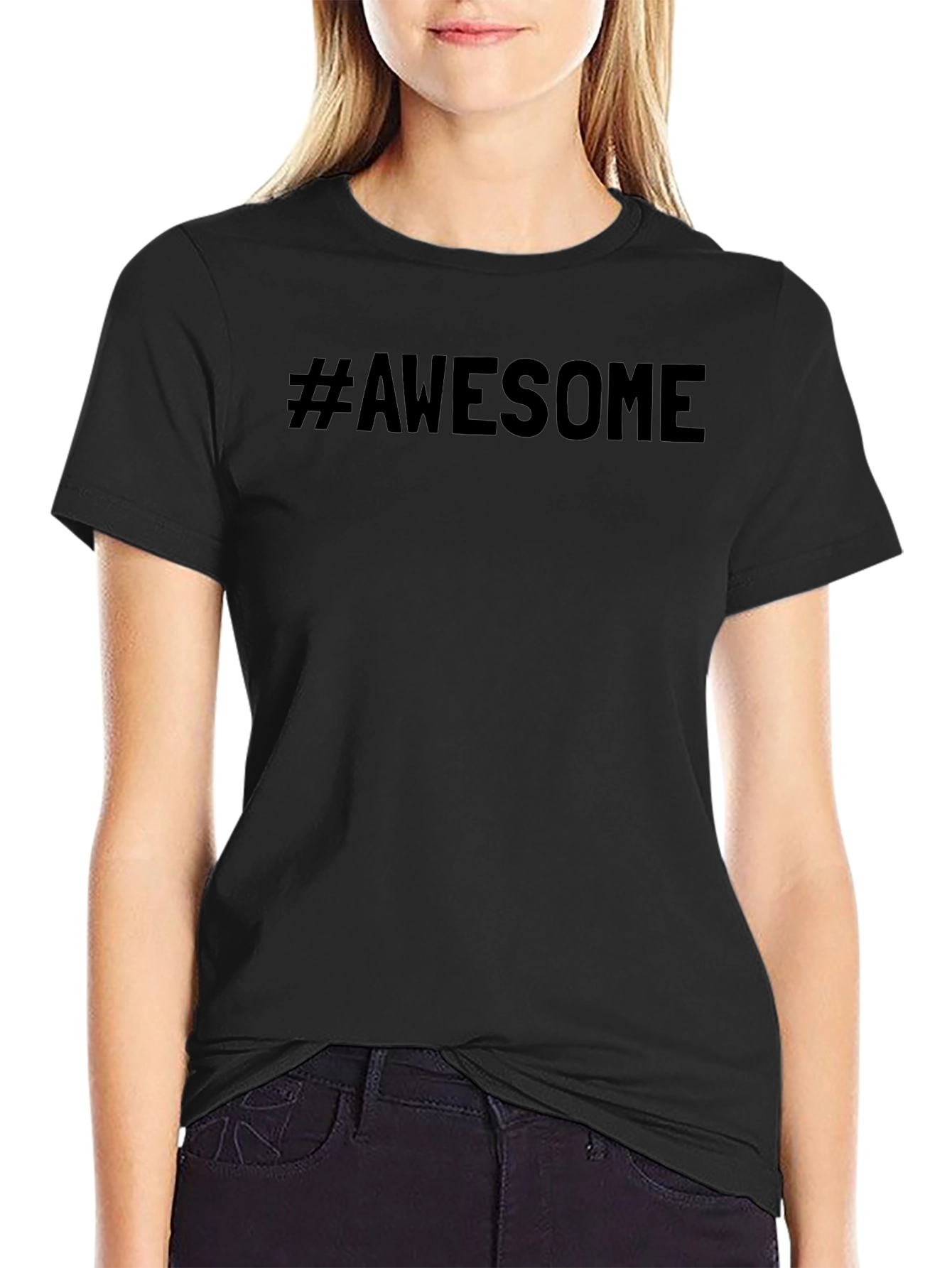 Camiseta Negra #Awesome Casual para Hombre