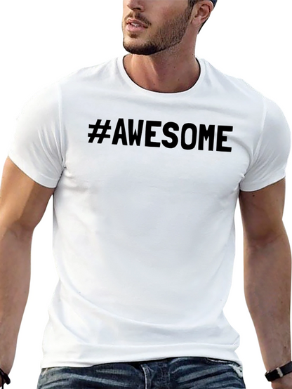 Camiseta Negra #Awesome Casual para Hombre