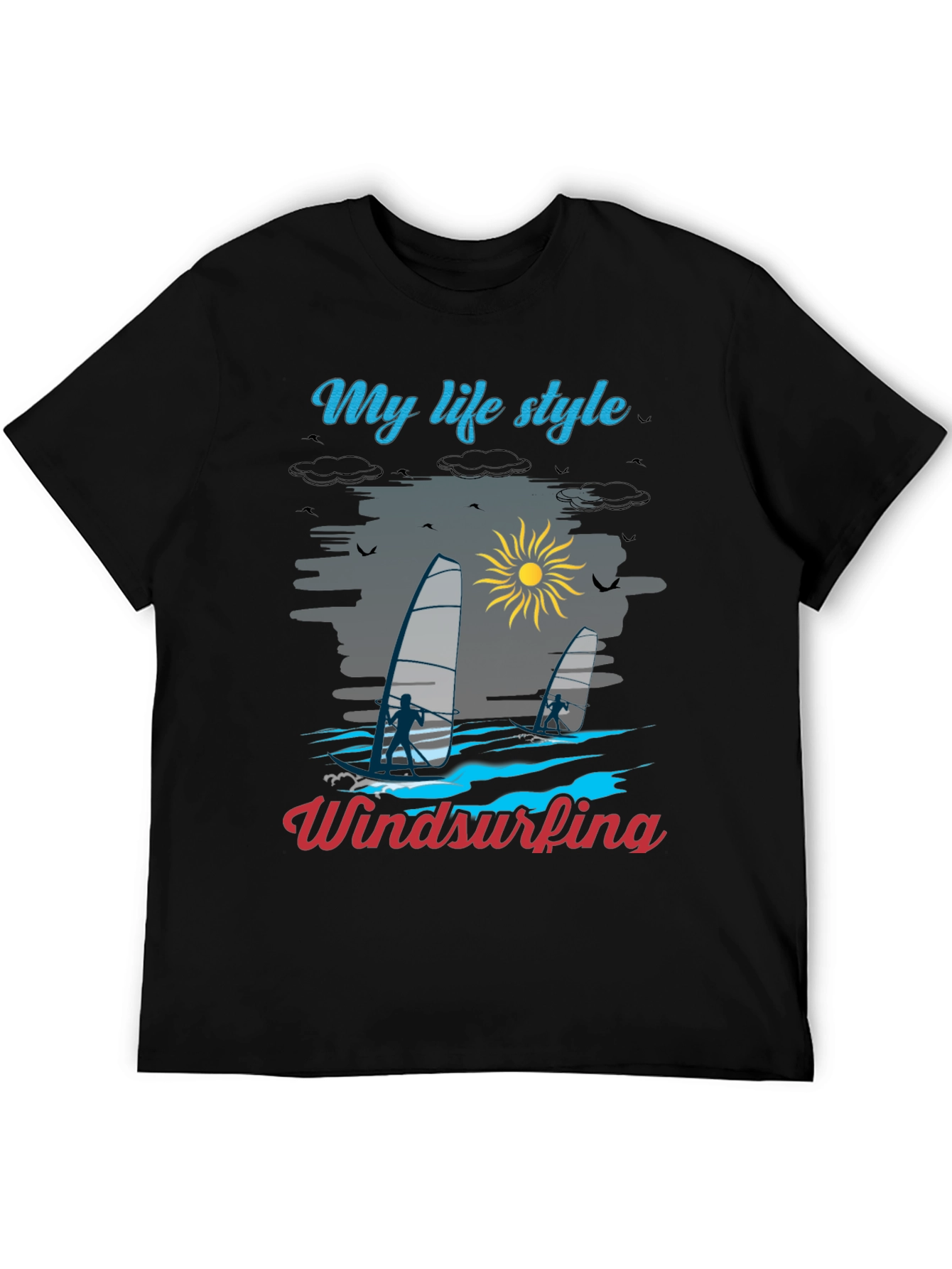 Camiseta Negra Mi Estilo de Vida Windsurf
