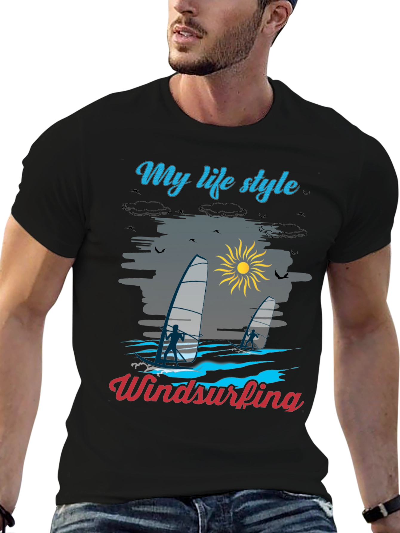 Camiseta Negra Mi Estilo de Vida Windsurf