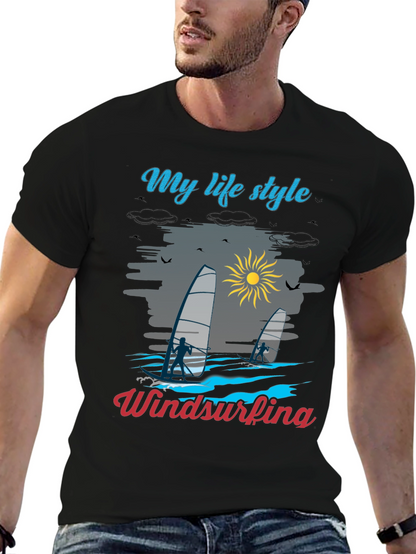 Camiseta Negra Mi Estilo de Vida Windsurf