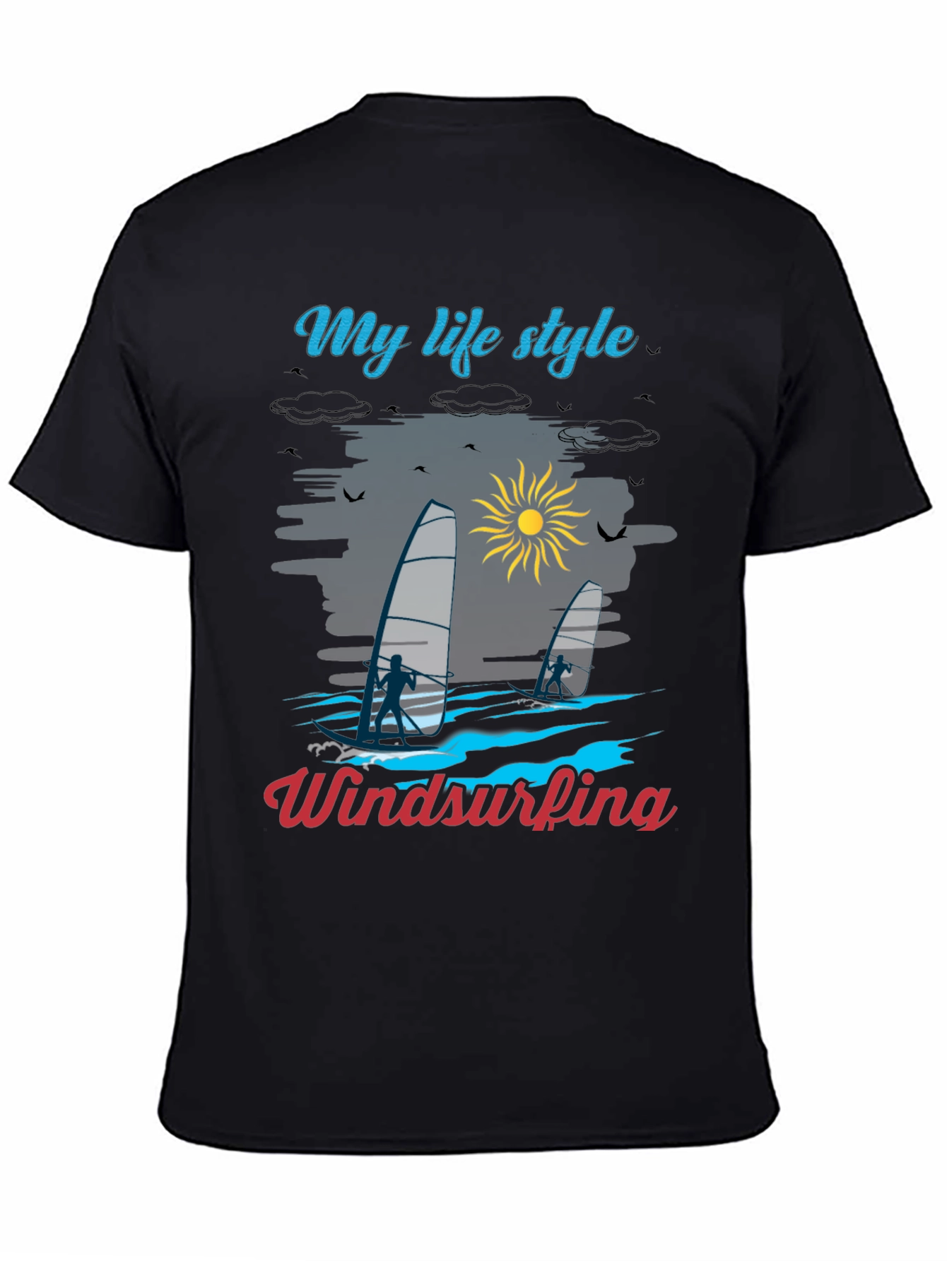 Camiseta Negra Mi Estilo de Vida Windsurf