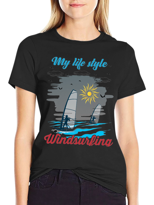 Camiseta Negra Mi Estilo de Vida Windsurf