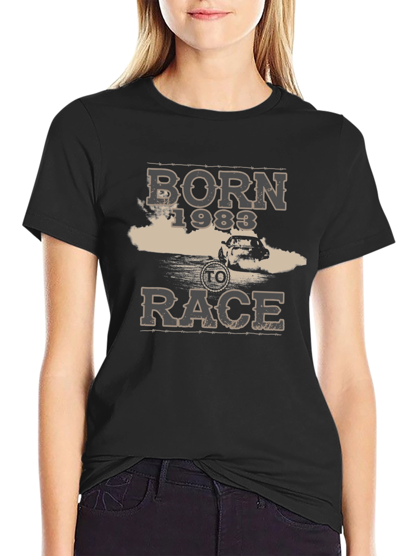 Camiseta Negra Born To Race 1983 para Hombre