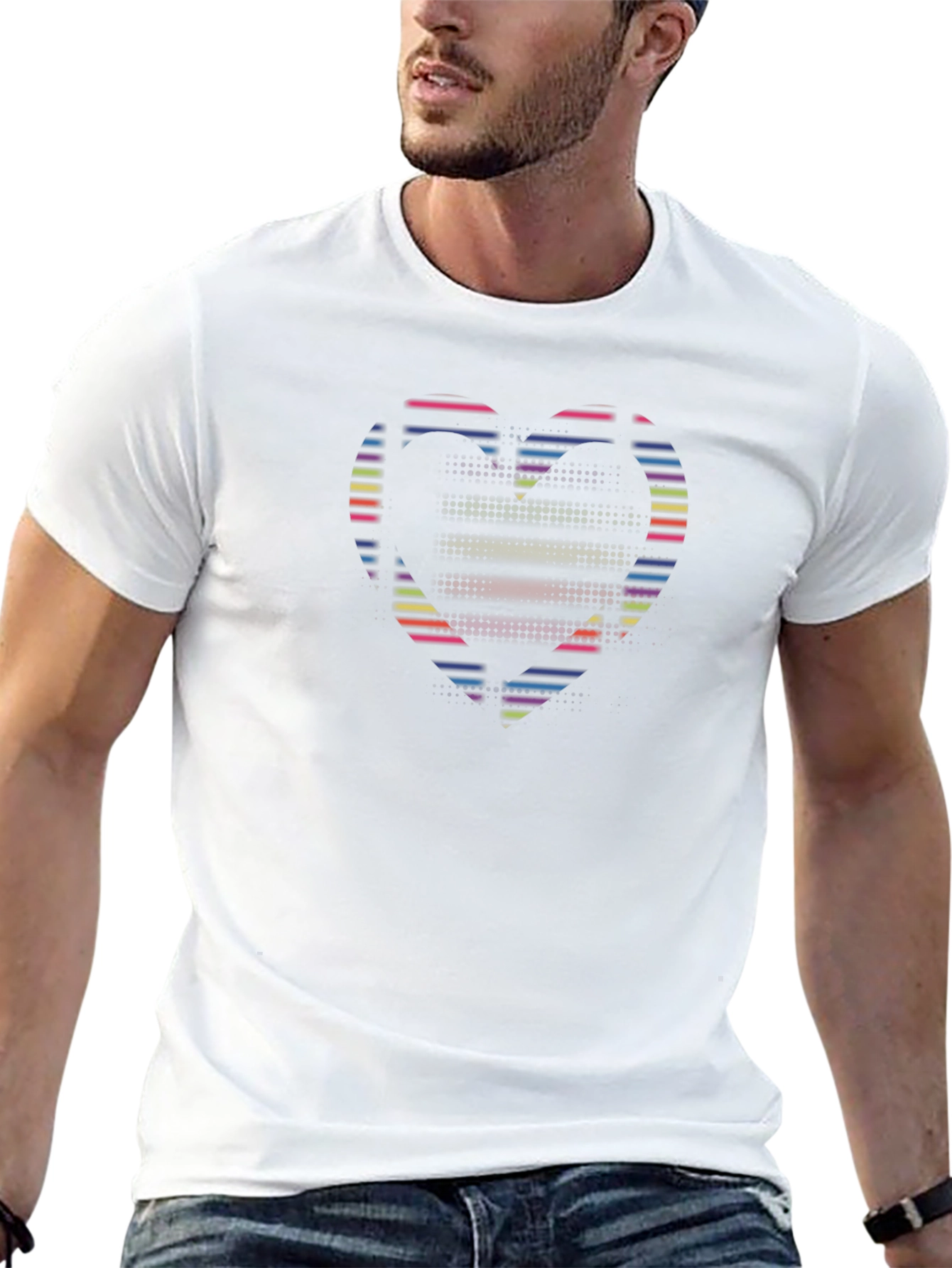 Camiseta Negra con Corazón Neón