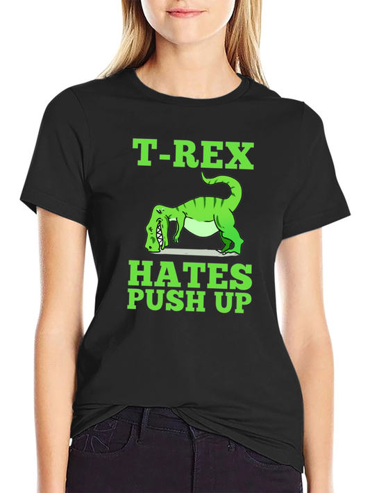 Camiseta Negra T-Rex Hates Push Up Divertida