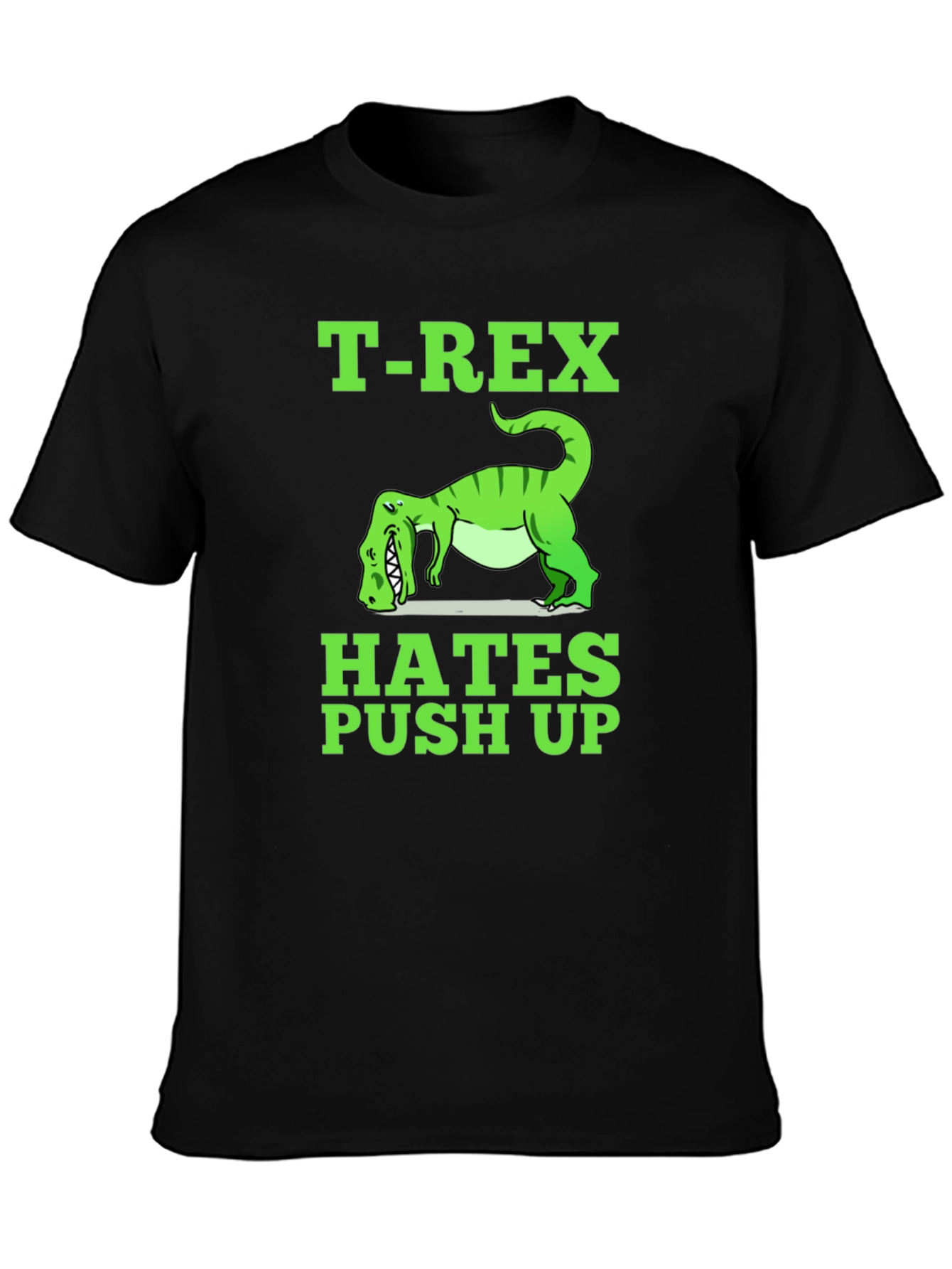 Camiseta Negra T-Rex Hates Push Up Divertida