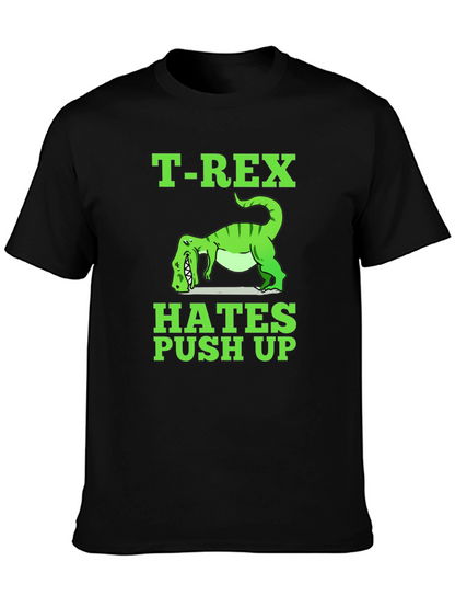 Camiseta Negra T-Rex Hates Push Up Divertida