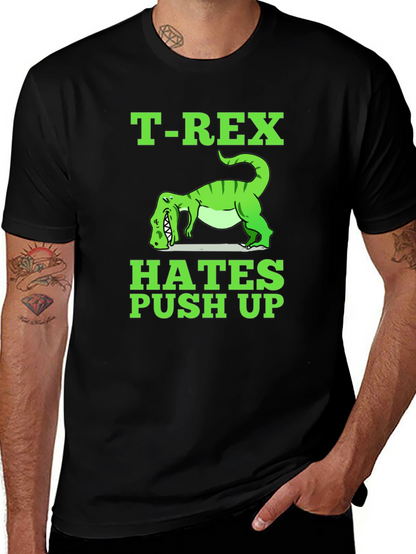 Camiseta Negra T-Rex Hates Push Up Divertida