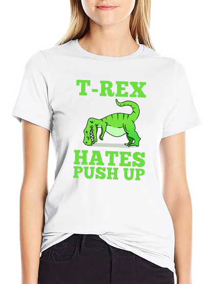 Camiseta Negra T-Rex Hates Push Up Divertida