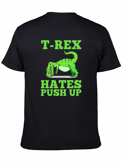 Camiseta Negra T-Rex Hates Push Up Divertida