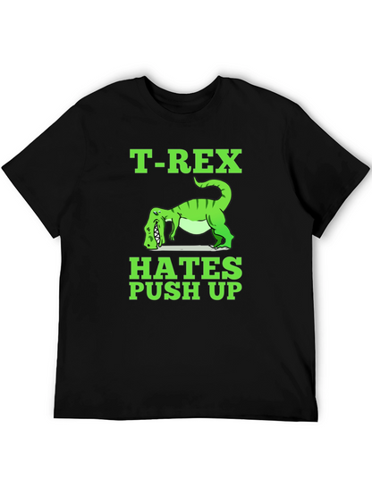 Camiseta Negra T-Rex Hates Push Up Divertida