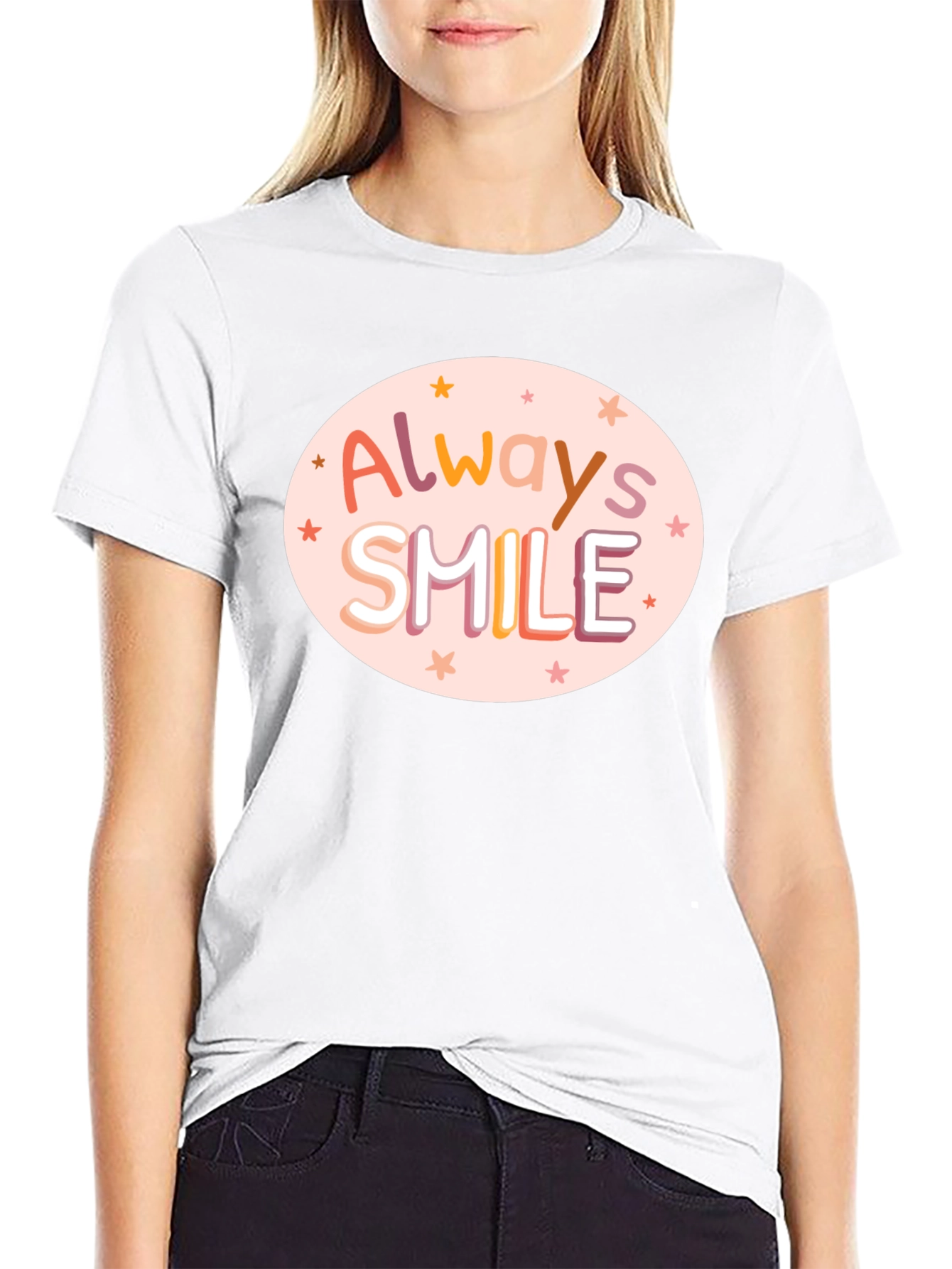 Camiseta Negra con Diseño Always Smile