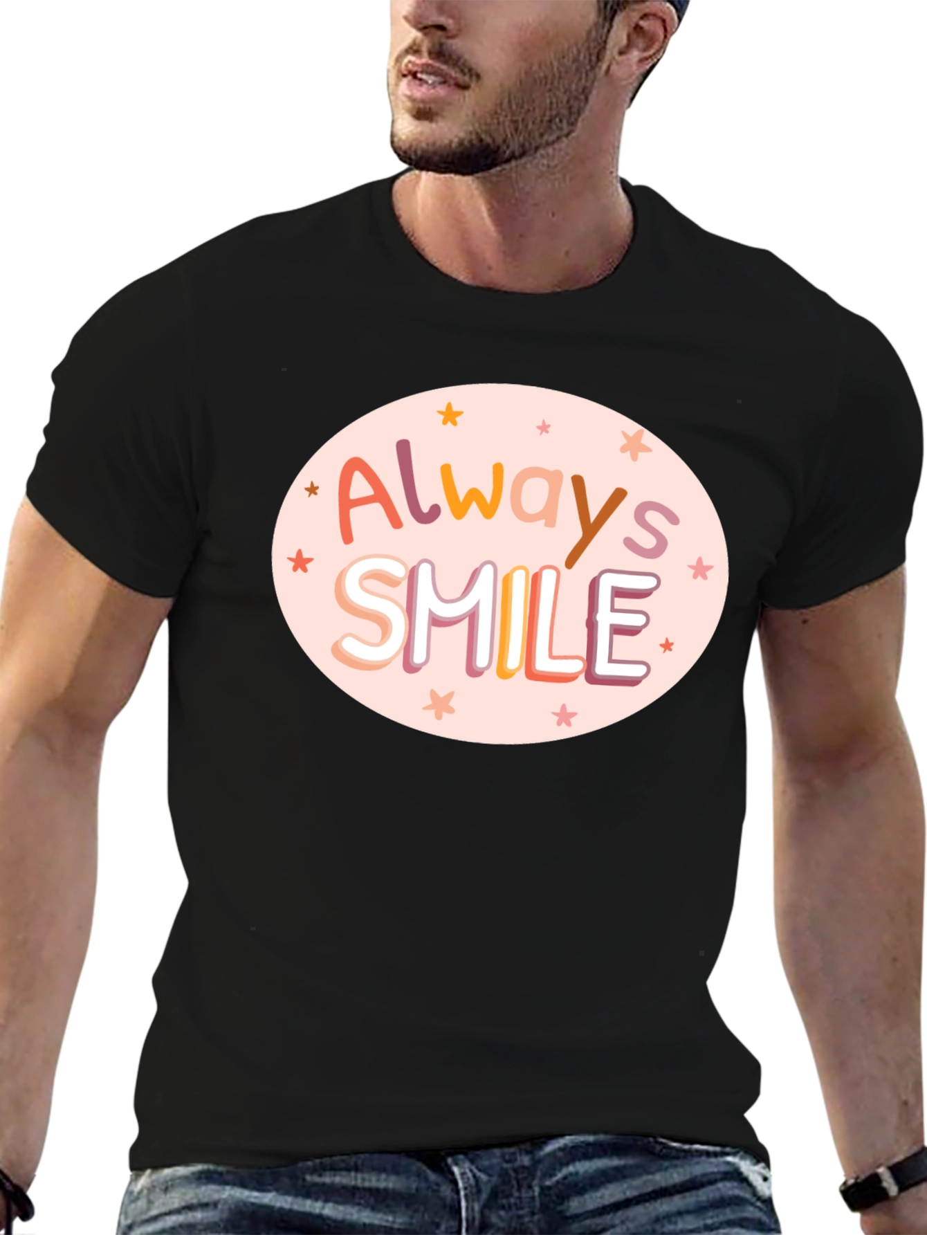 Camiseta Negra con Diseño Always Smile