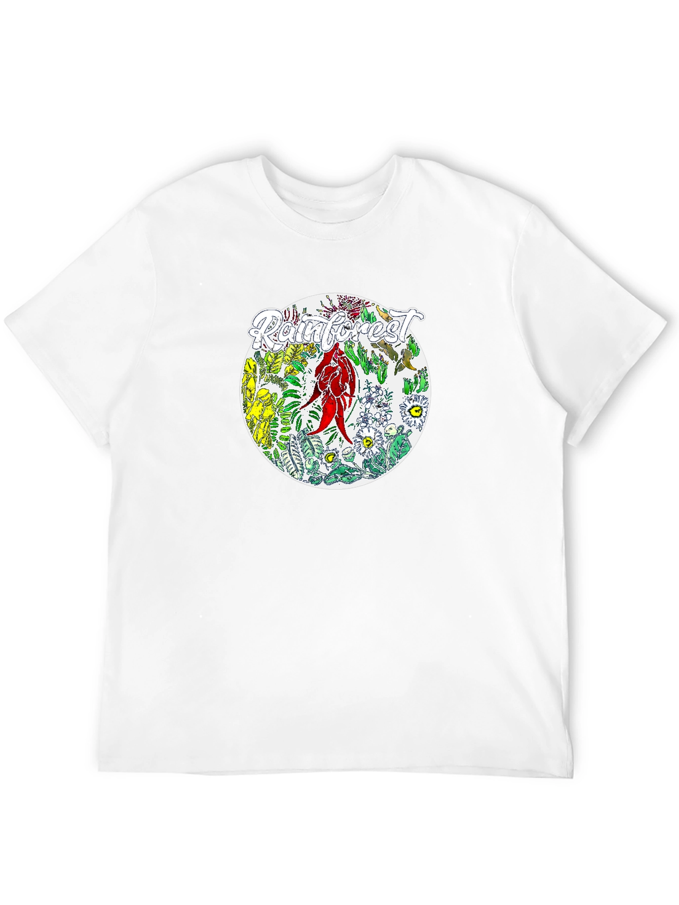 Camiseta Negra con Diseño de Selva Tropical