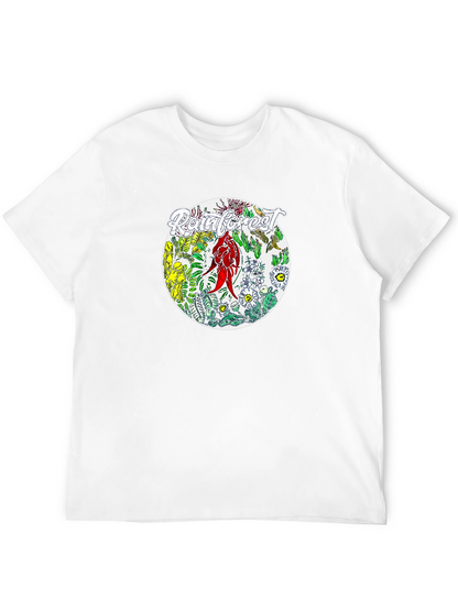 Camiseta Negra con Diseño de Selva Tropical