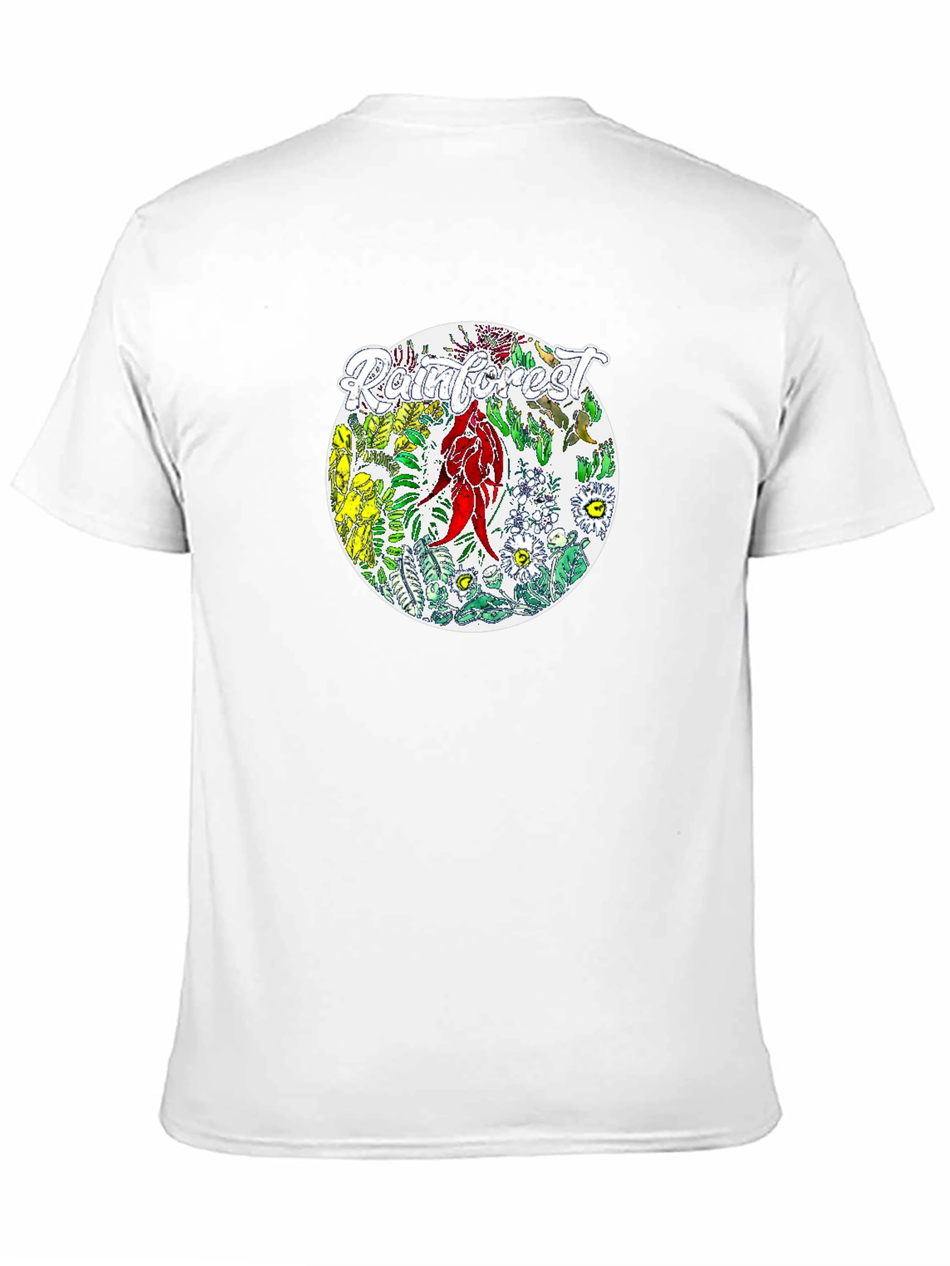 Camiseta Negra con Diseño de Selva Tropical