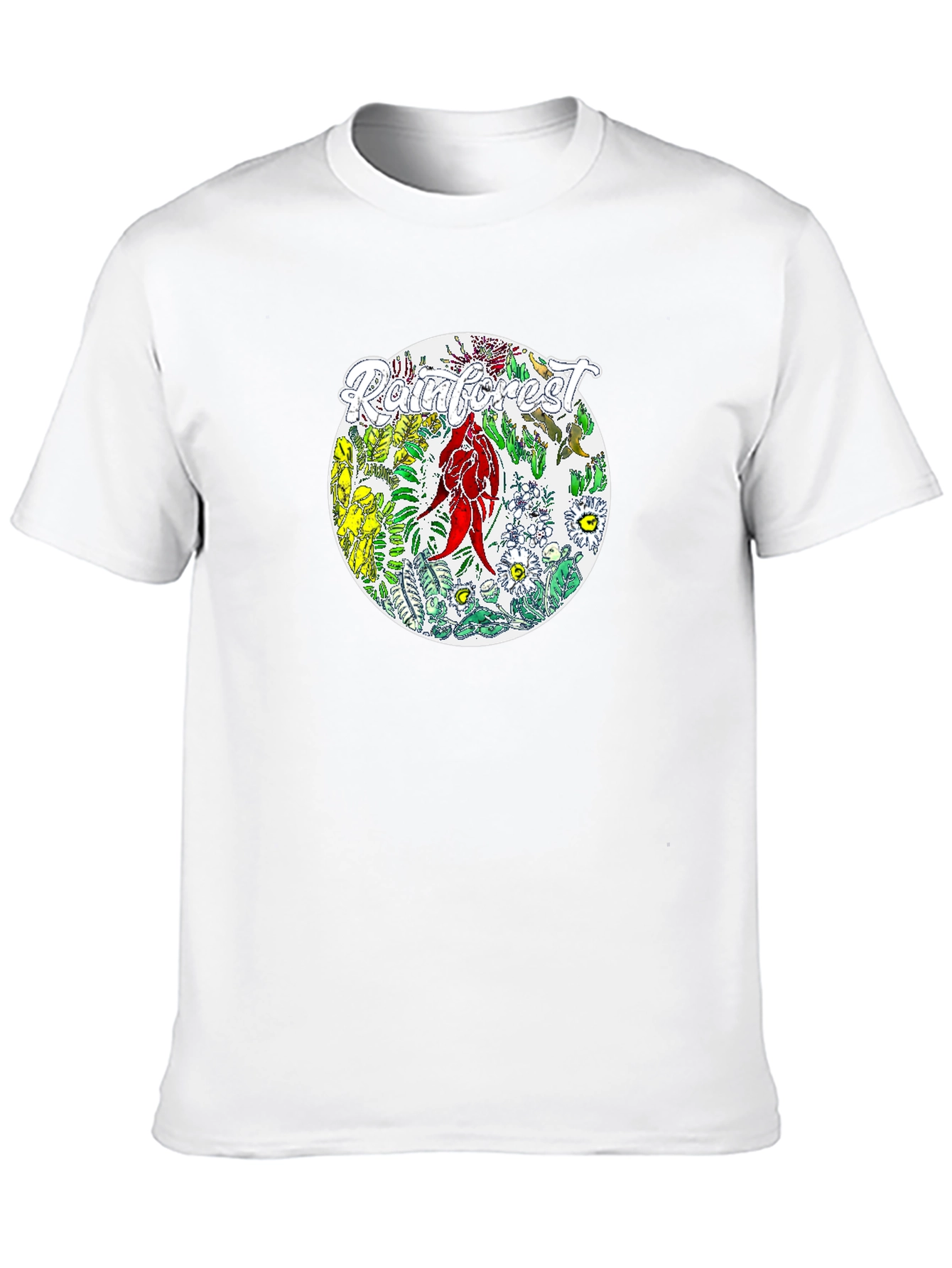 Camiseta Negra con Diseño de Selva Tropical