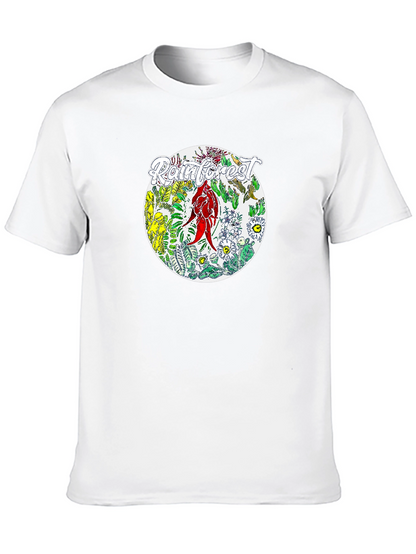 Camiseta Negra con Diseño de Selva Tropical