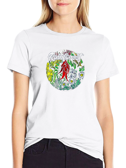 Camiseta Negra con Diseño de Selva Tropical