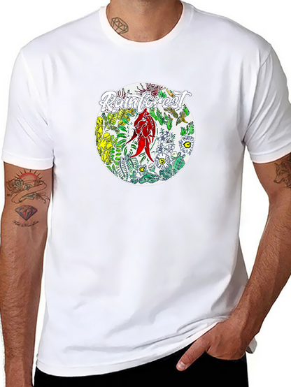 Camiseta Negra con Diseño de Selva Tropical