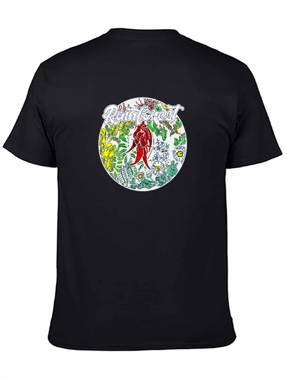 Camiseta Negra con Diseño de Selva Tropical
