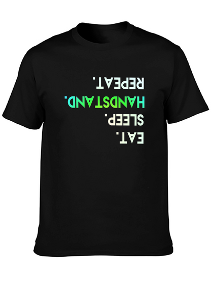 Camiseta Negra Eat Sleep Handstand Repeat