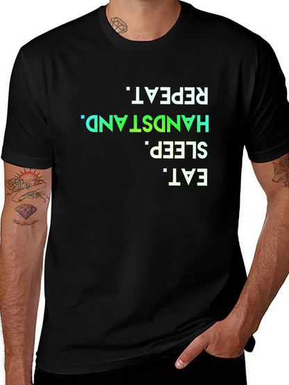 Camiseta Negra Eat Sleep Handstand Repeat