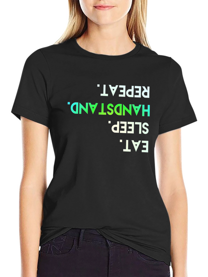 Camiseta Negra Eat Sleep Handstand Repeat