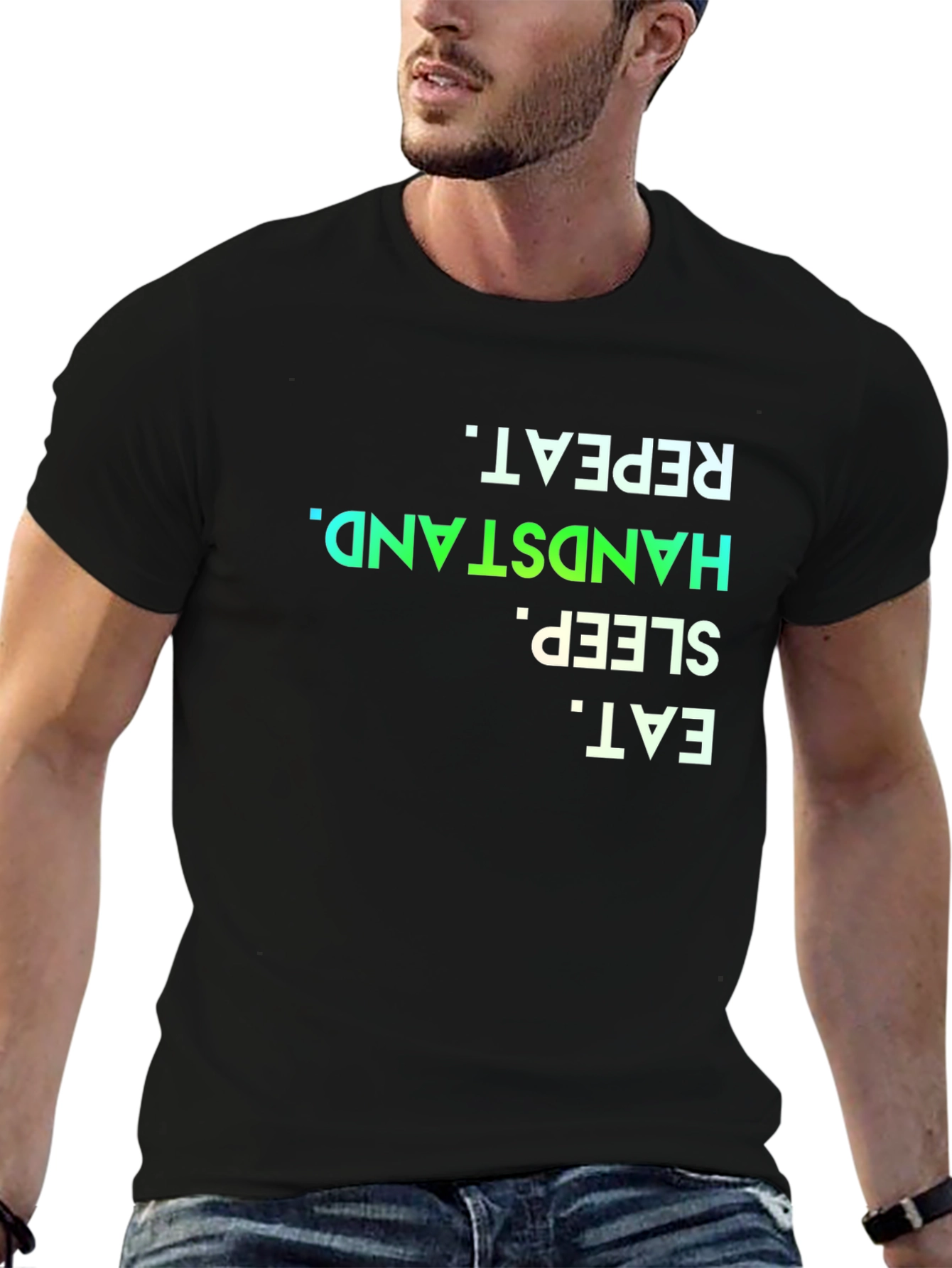 Camiseta Negra Eat Sleep Handstand Repeat