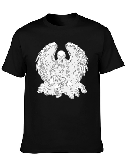 Camiseta Negra con Diseño de Ángel Esquelético