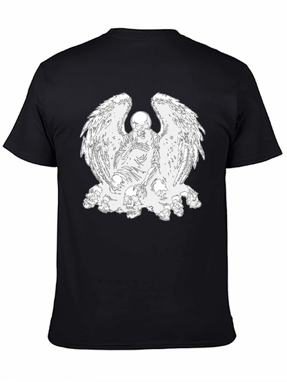 Camiseta Negra con Diseño de Ángel Esquelético