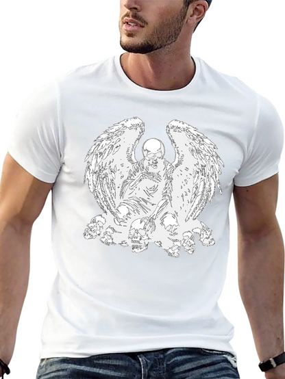 Camiseta Negra con Diseño de Ángel Esquelético