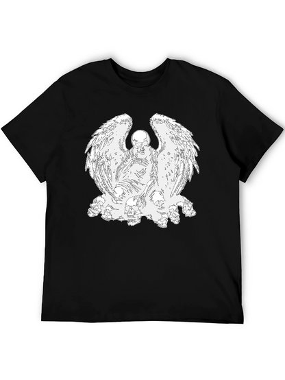 Camiseta Negra con Diseño de Ángel Esquelético