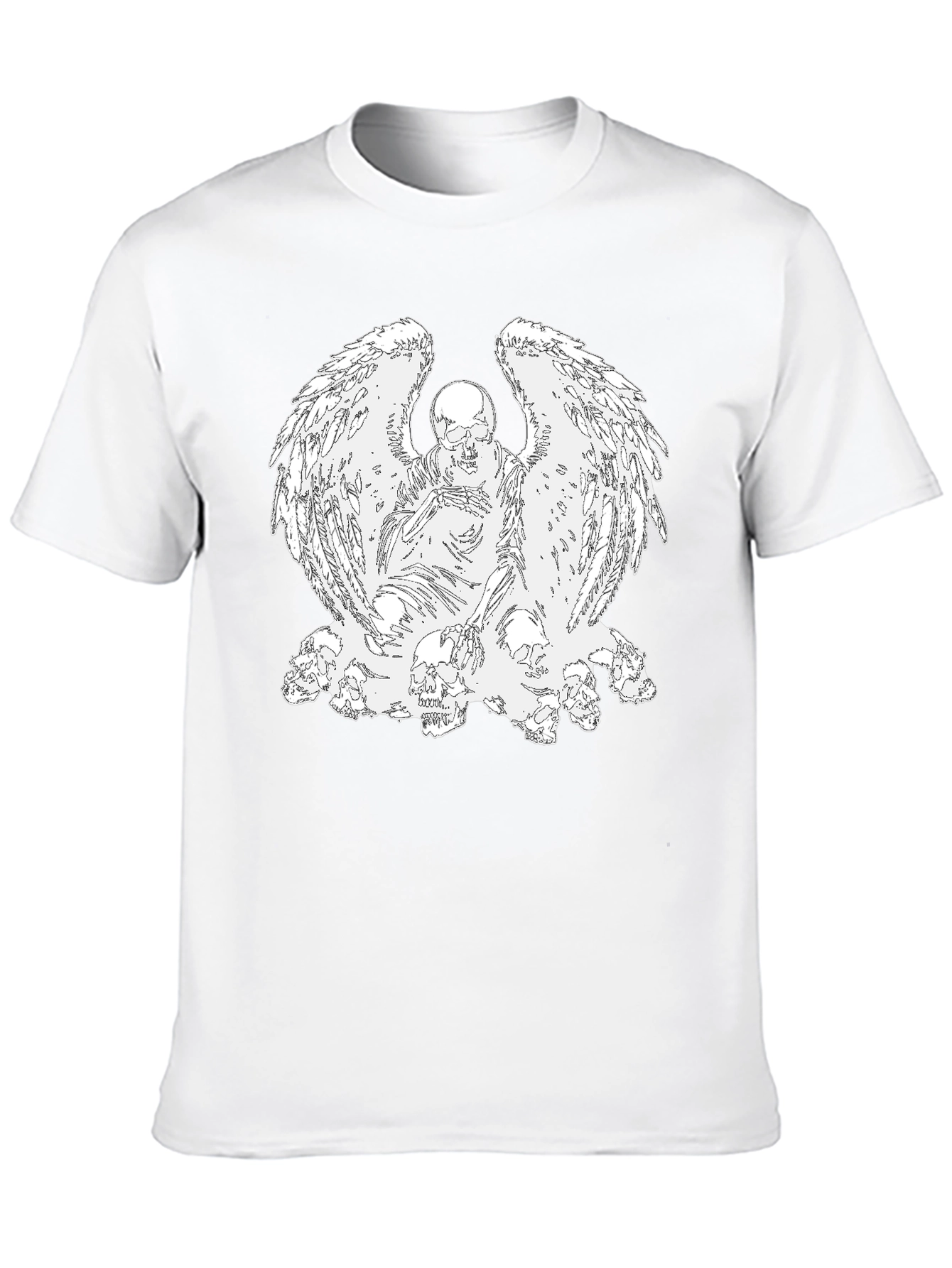 Camiseta Negra con Diseño de Ángel Esquelético