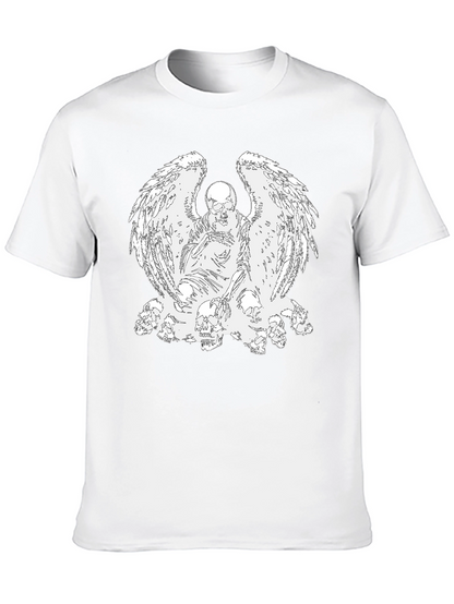 Camiseta Negra con Diseño de Ángel Esquelético