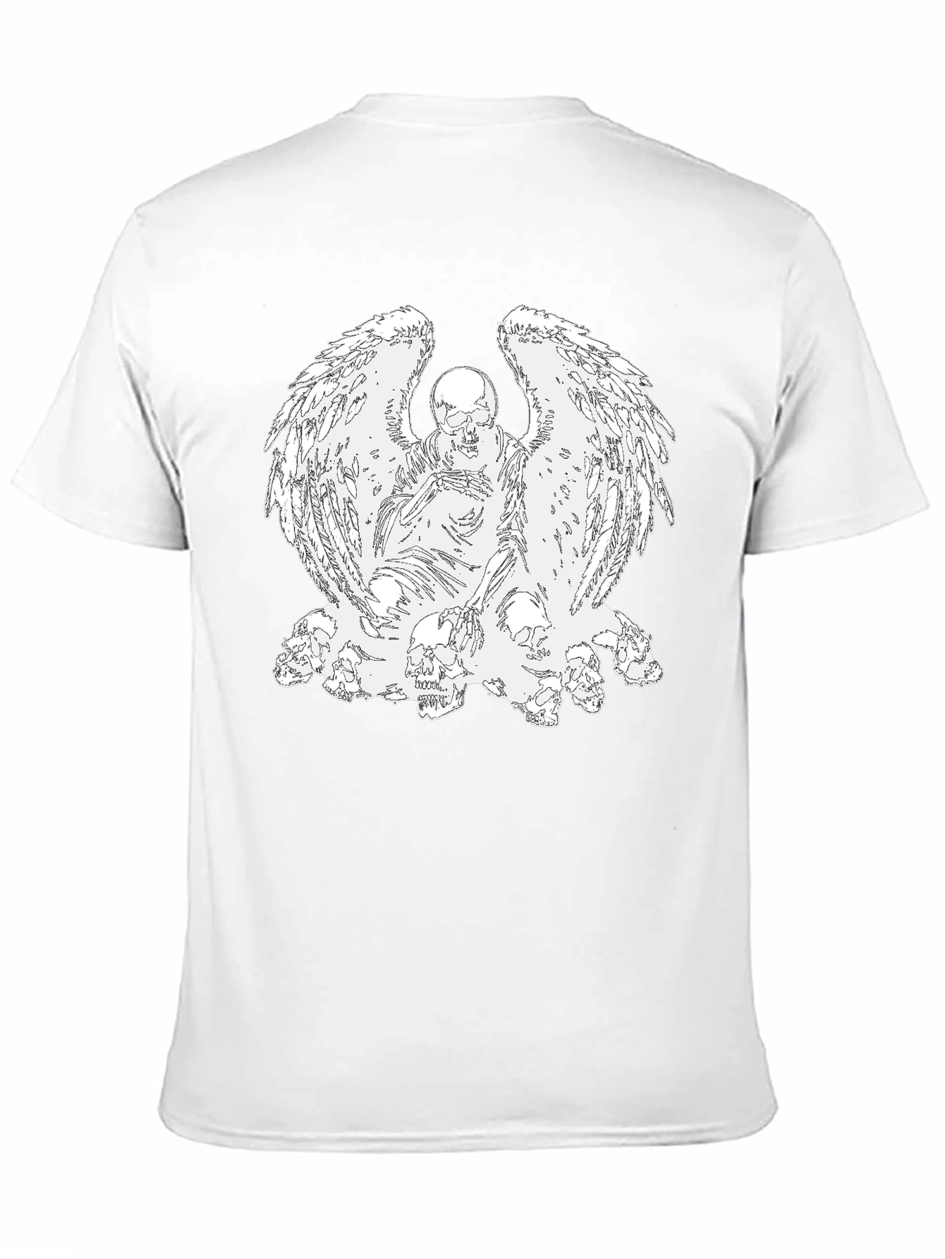 Camiseta Negra con Diseño de Ángel Esquelético