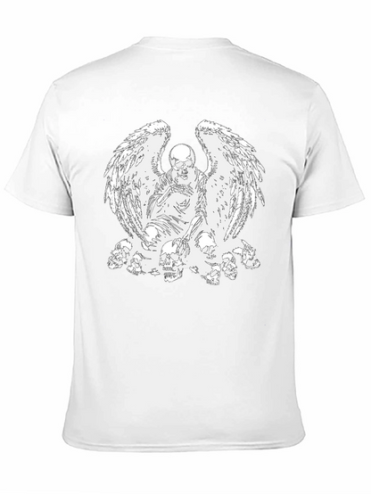 Camiseta Negra con Diseño de Ángel Esquelético