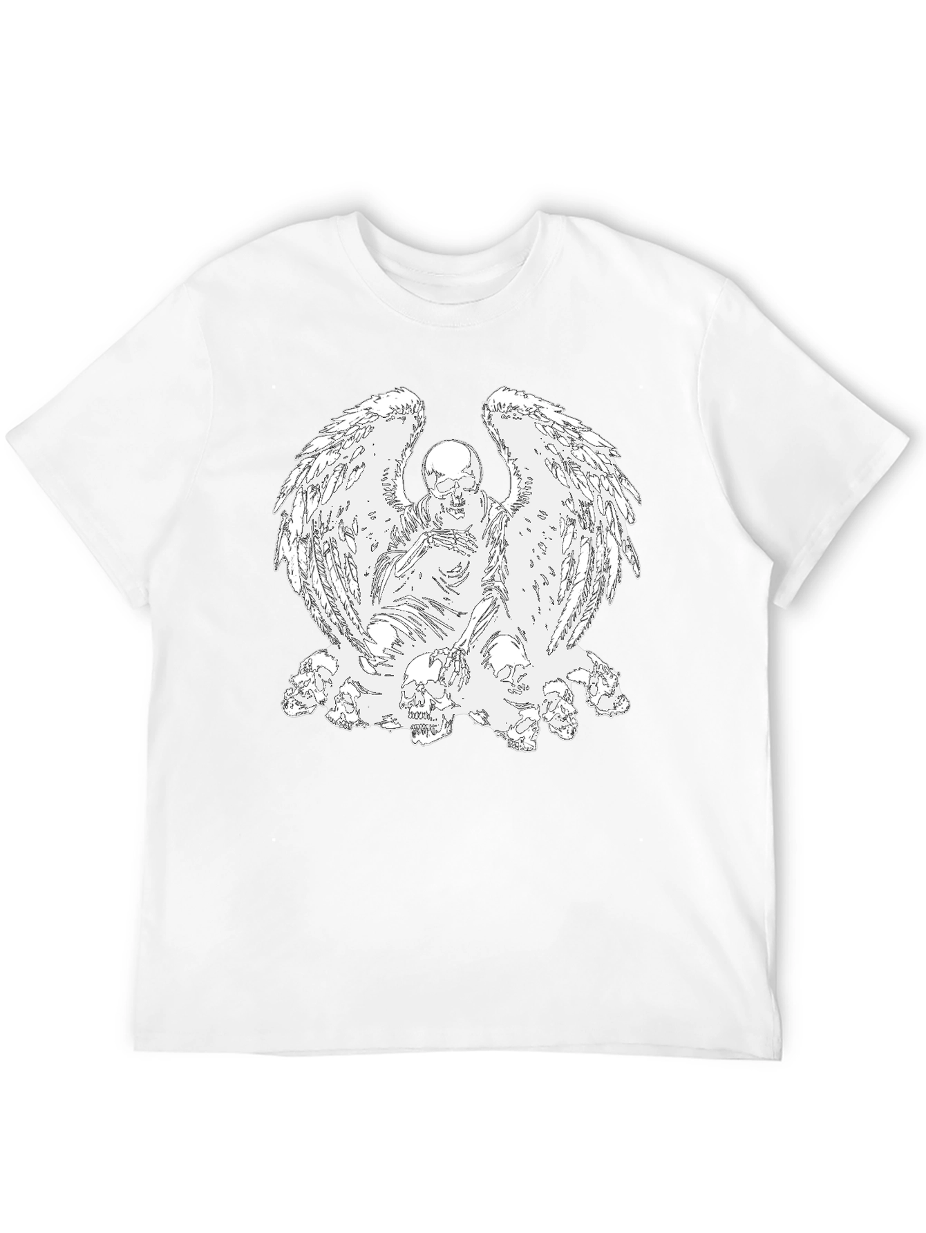 Camiseta Negra con Diseño de Ángel Esquelético