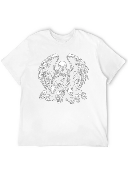 Camiseta Negra con Diseño de Ángel Esquelético