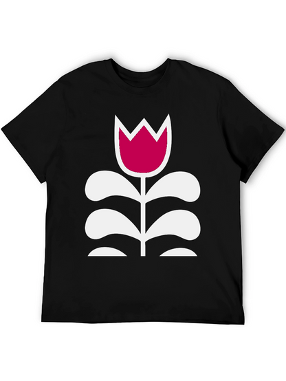 Camiseta Negra con Tulipán Moderno