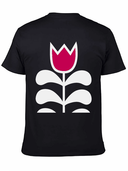Camiseta Negra con Tulipán Moderno
