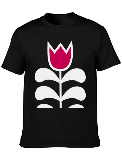 Camiseta Negra con Tulipán Moderno